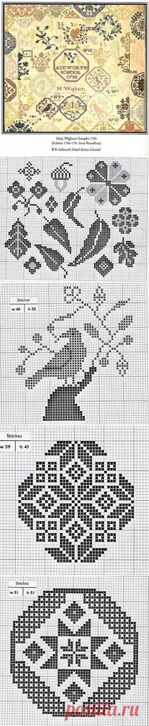 Вышивка в стиле квакер. Схемы.