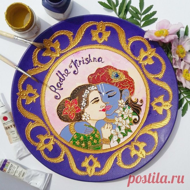 Купить декоративную тарелку РадхаКришна от бренда Amalaki.art | Mellroot