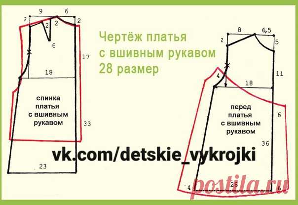 Выкройка платья 28 размера вшитым рукавом и рукавом реглан.
#Платье@detskie_vykrojki