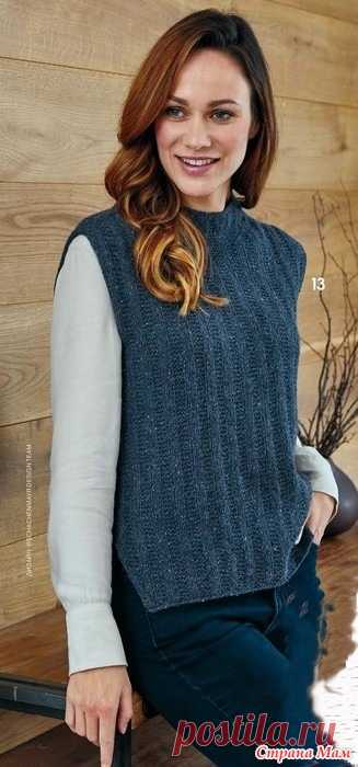 Безрукавка с разрезами. Спицы. Tricot Вязание №3 2023