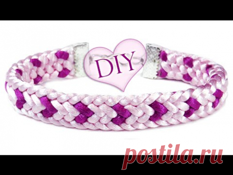 DIY: Kumihimo ♡LOVE♡ bracelet / Браслет &quot;Кумихимо&quot; плоский из 12 нитей (сердечки)