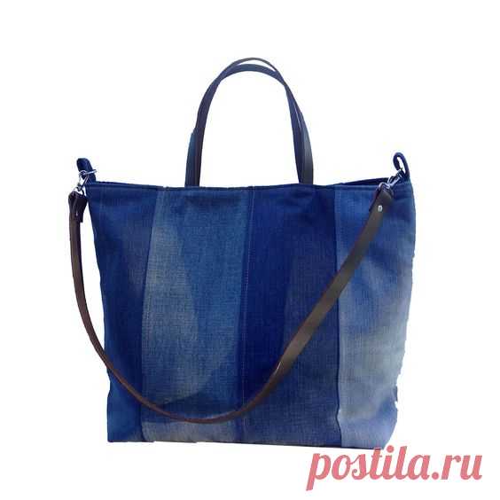 (291) Recycled Denim Tote Beach Bag, Farmers Market Tote