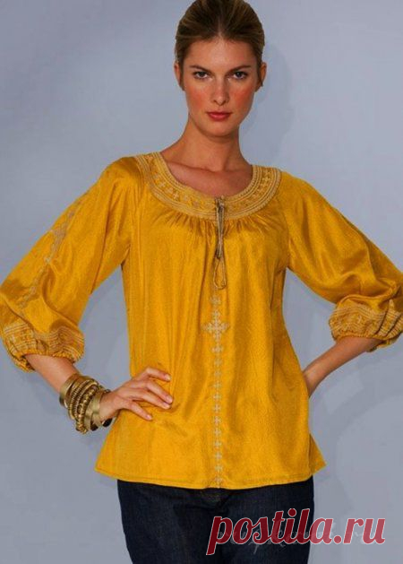 Яркая блузка, выкройка блузки