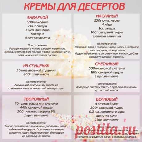 Крeмы для деcеpтов!!!!
© Мои любuмые рецепты