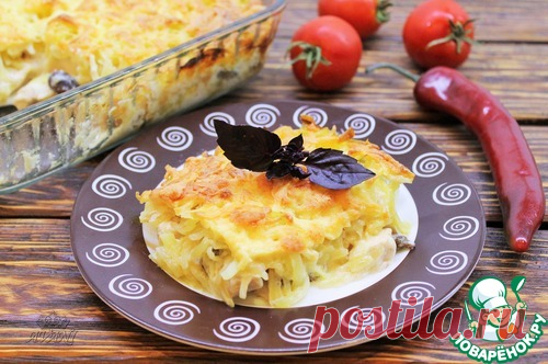 Курица с грибами, запечённая под шубой. Вкусное и сытное блюдо для всей семьи.