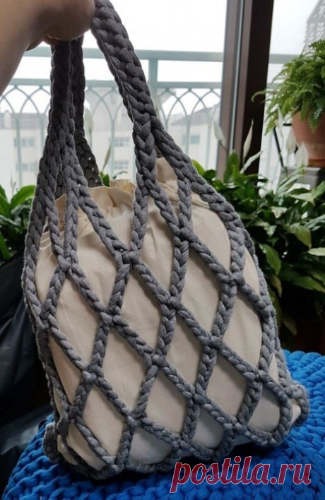 Сумка-сетка из трикотажной пряжи — HandMade