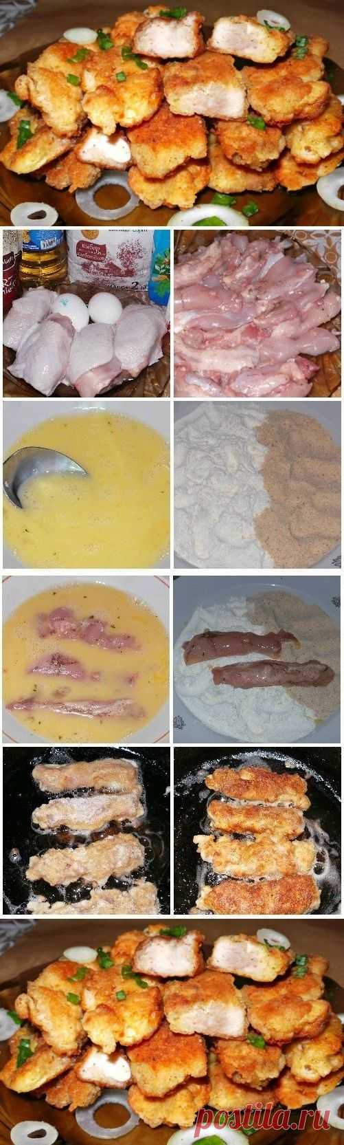 Как приготовить хрустящие куриные палочки в панировочных сухарях. - рецепт, ингридиенты и фотографии