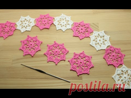 Простой КРУГЛЫЙ МОТИВ крючком ЛЕНТОЧНОЕ КРУЖЕВО из мотивов Crochet Round Motif Tutorial