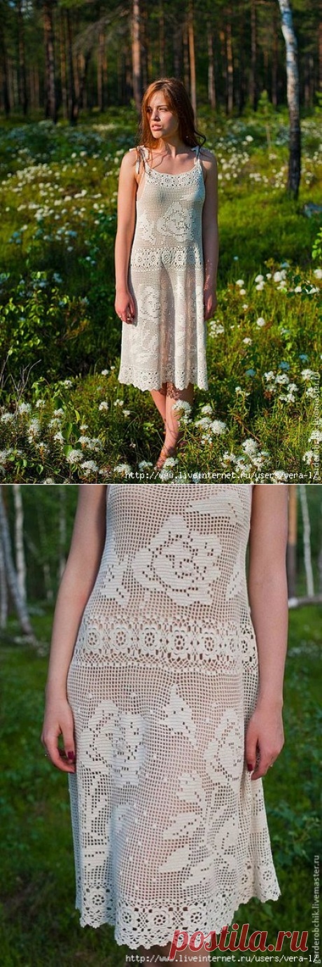 Платье (филейное вязание)