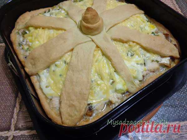 Песочный пирог «Закусочный» с курицей и грибами — Сад Заготовка