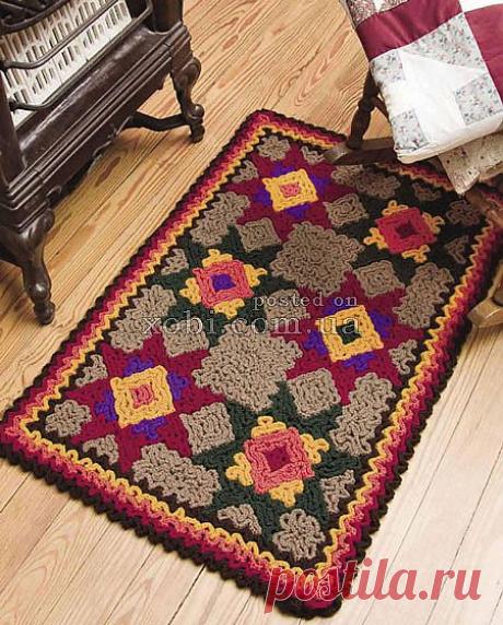 объемный коврик, вязаный крючком