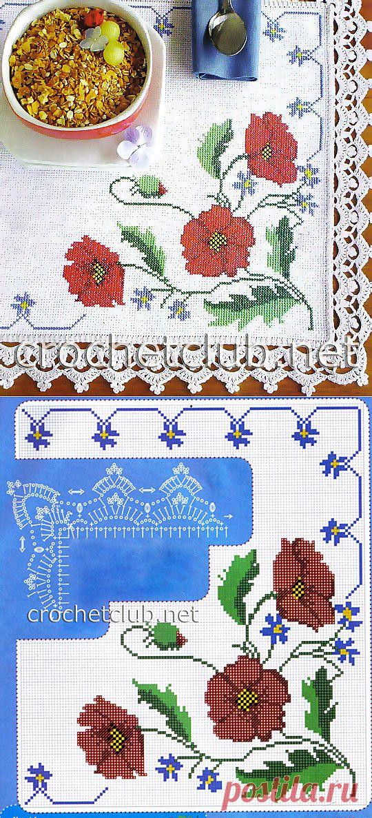 Салфетка с вышитыми маками - Блог для женщин