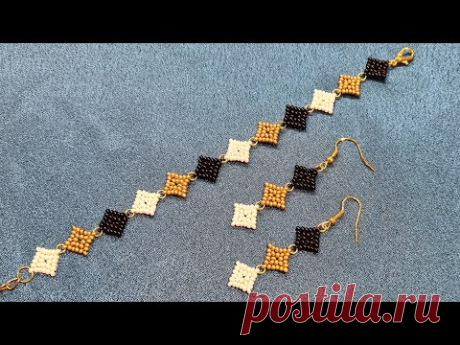 Bead bracelet/Beaded EARRINGS/Diy/Tutorial/Браслет из бисера/Серьги из бисера/Натали Амапола