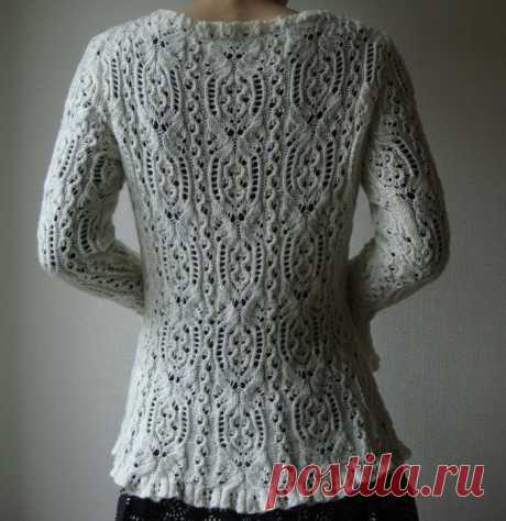 Пуловер с ажурным узором вязаный спицами. Pullover with openwork pattern knitting | Домоводство для всей семьи.