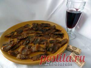 Оригинальная закуска "Мясные чипсы к "чарочке винца, двум ушатам пивца"