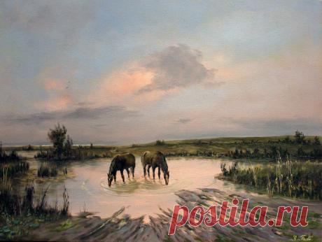 &quot;в паре&quot;масло\холст\подрамник 60х80 \художник Юрий Пацан