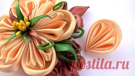 Как Сделать Лепестки Канзаши из Ленты 2 5 см Лепестки Канзаши Мастер Класс - YouTube