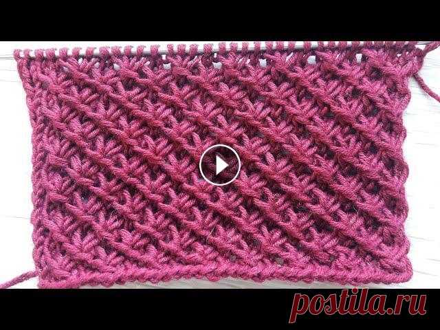 ОЧЕНЬ КРАСИВЫЙ узор спицами Звездочки/ Простые узоры Очень красивый и шикарный узор спицами в виде цветов, расположенных на полотне по диагонали. Узор универсальный и подойдет для вязания многих изделий....