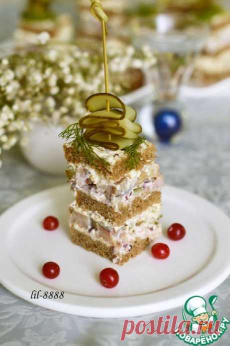 Закусочный торт с сельдью Кулинарный рецепт