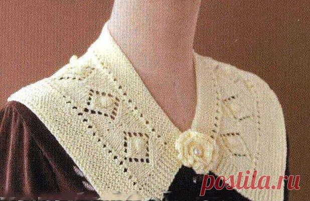 Красивый воротник спицами