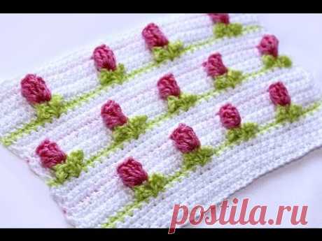 Вязание крючком. Crochet. Узор 1  &quot;Розочки&quot; Часть 1