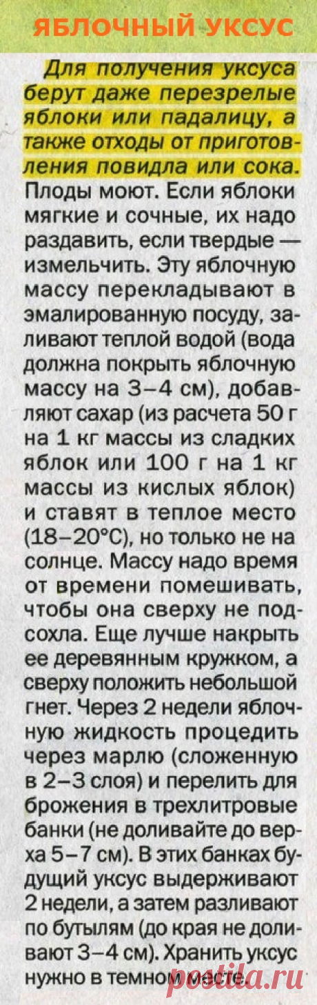 Яблочный уксус - рецепт приготовления