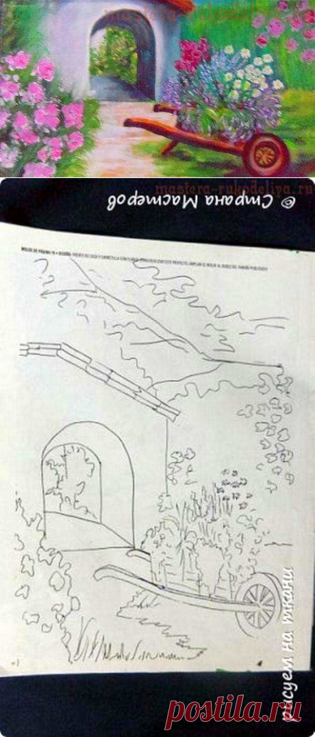 Видео мастер-класс по росписи на ткани: Тележка с цветами