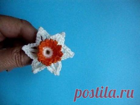 Нарцисс Урок 47 Вязаные крючком цветы Сrochet flower pattern narcissus
