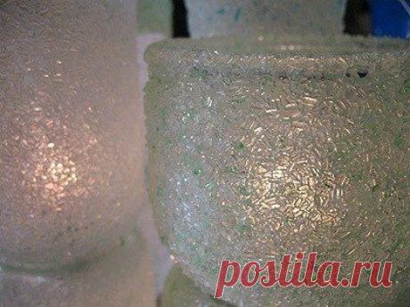 Подсвечник из банки и соли.