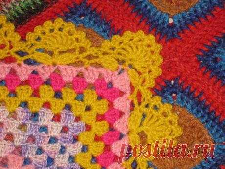 Обвязка &quot;цветочек&quot; - крючком.