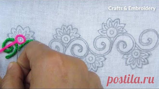 Hand Embroidery, Easy Border Line Embroidery Tutorial