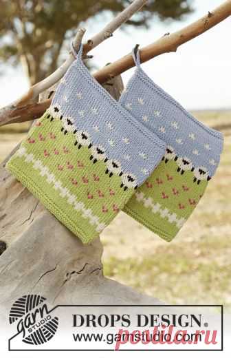 Summer Grazing Potholder / DROPS 178-20 - Free knitting patterns by DROPS Design Knitted potholder with multi-coloured pattern in DROPS Safran.