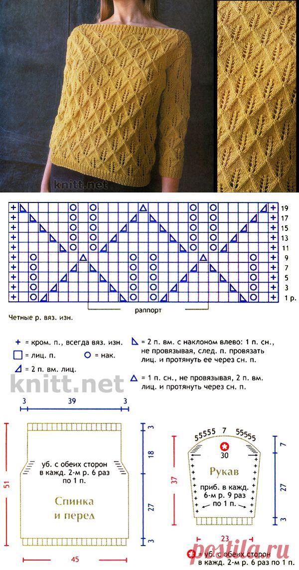 Пуловер желтого цвета | knitt.net | Все о вязании