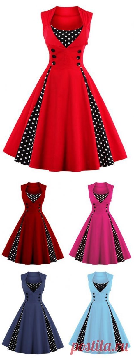 $14.43,Midi Polka Dot Prom Rockabilly Swing Vintage Prom Dresses - Red 2xl | Rosewholesale,rosewholesale.com,rosewholesale clothes,rosewholesale.com clothing,rosewholesale dress,rosewholesale dress plus size,rosewholesale vintage dress,rosewholesale vintage,rosewholesale bathing suit plus size, vintage dress,dress,christmas red | #rosewholesale #dress #vintage