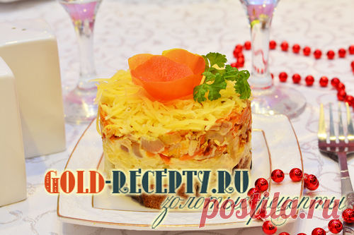 Салат с курицей и сухариками рецепт слоеного салата