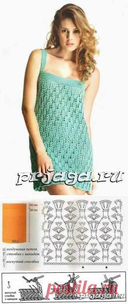 Сарафан крючком узором «Колосок»