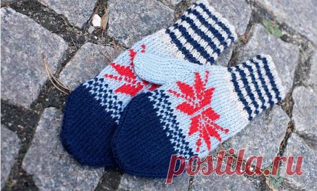 ВАРЕЖКИ С ЖАККАРДОВЫМ УЗОРОМ.