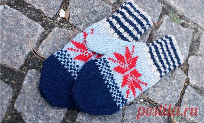 ВАРЕЖКИ С ЖАККАРДОВЫМ УЗОРОМ.