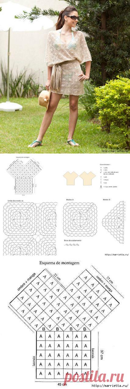 Летняя пляжная туника крючком.