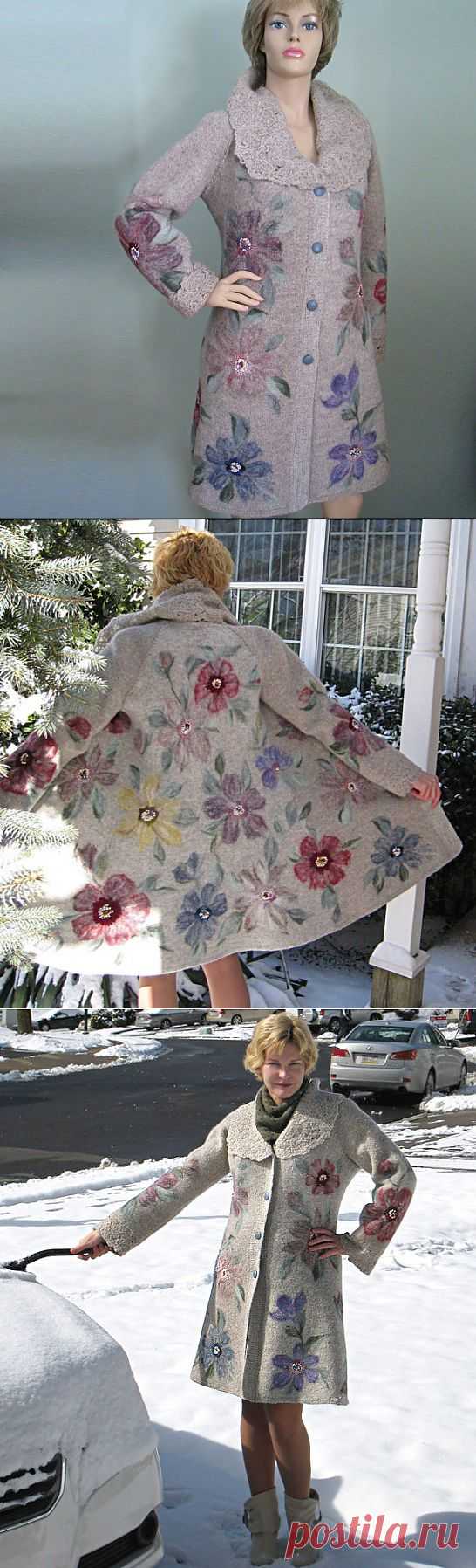 Olga - Артель "Напрасный труд" представляет! Вязано-валяное пальтишко "Floral extravaganza"