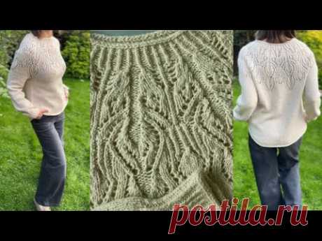 🧶 Как связать уютный свитер с ажурной кокеткой | Cozy Lace Yoke Sweater Knit Tutorial ✨