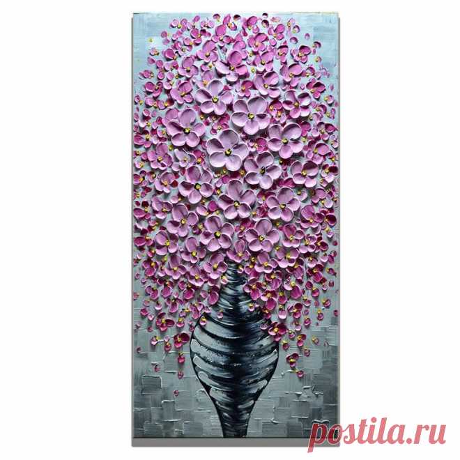 Pink Vertical Flower and Vase Wall Art Decor Hallway – AsdamArt