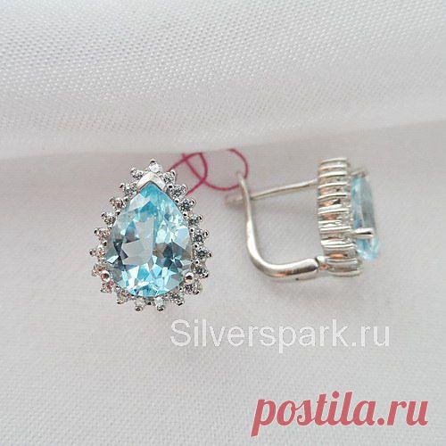 Серебряные серьги с топазом