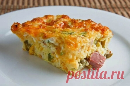 Рисовая запеканка с ветчиной и сыром