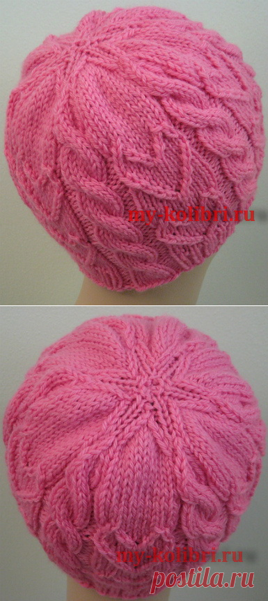 Шапочка женская спицами Sweetheart Beanie