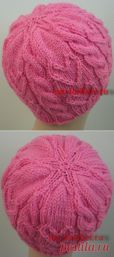 Шапочка женская спицами Sweetheart Beanie