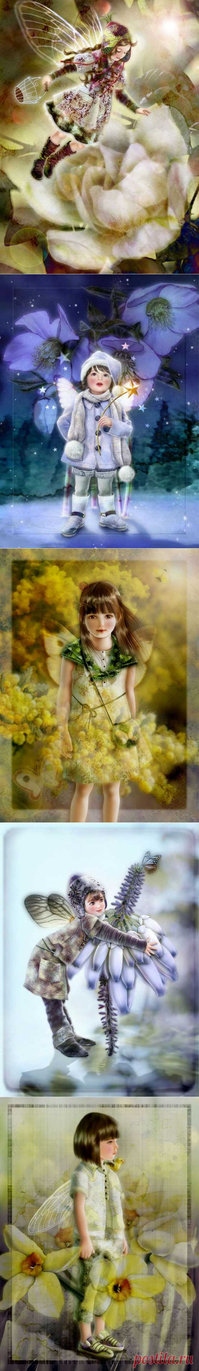 Эльф приходит к нам из сказки, эльф рождается в цветке...| Yokota Miharu .
