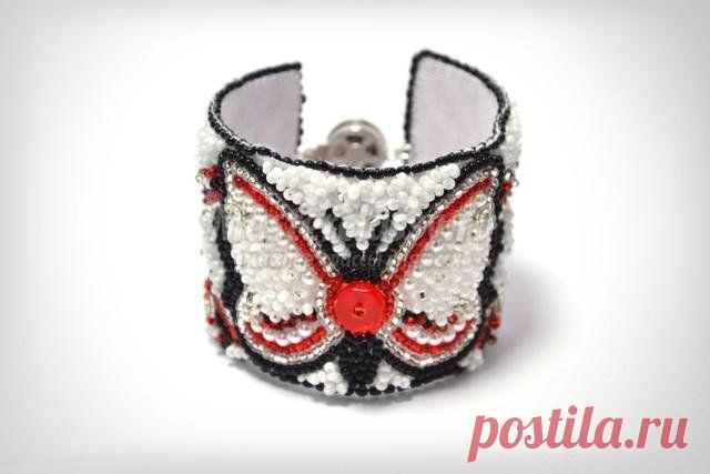 Расшивка бисером браслета. Бабочка. Мастер класс с пошаговыми фото