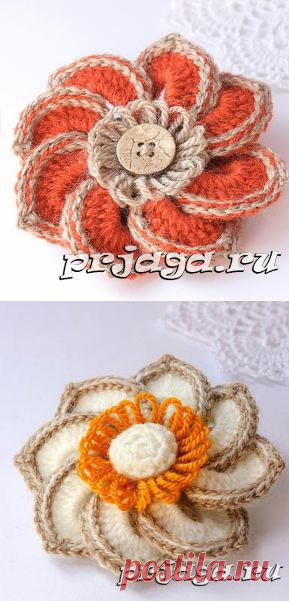 Цветок крючком с бахрамой