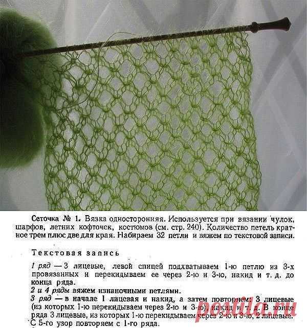 АЖУРНАЯ СЕТОЧКА СПИЦАМИ.
